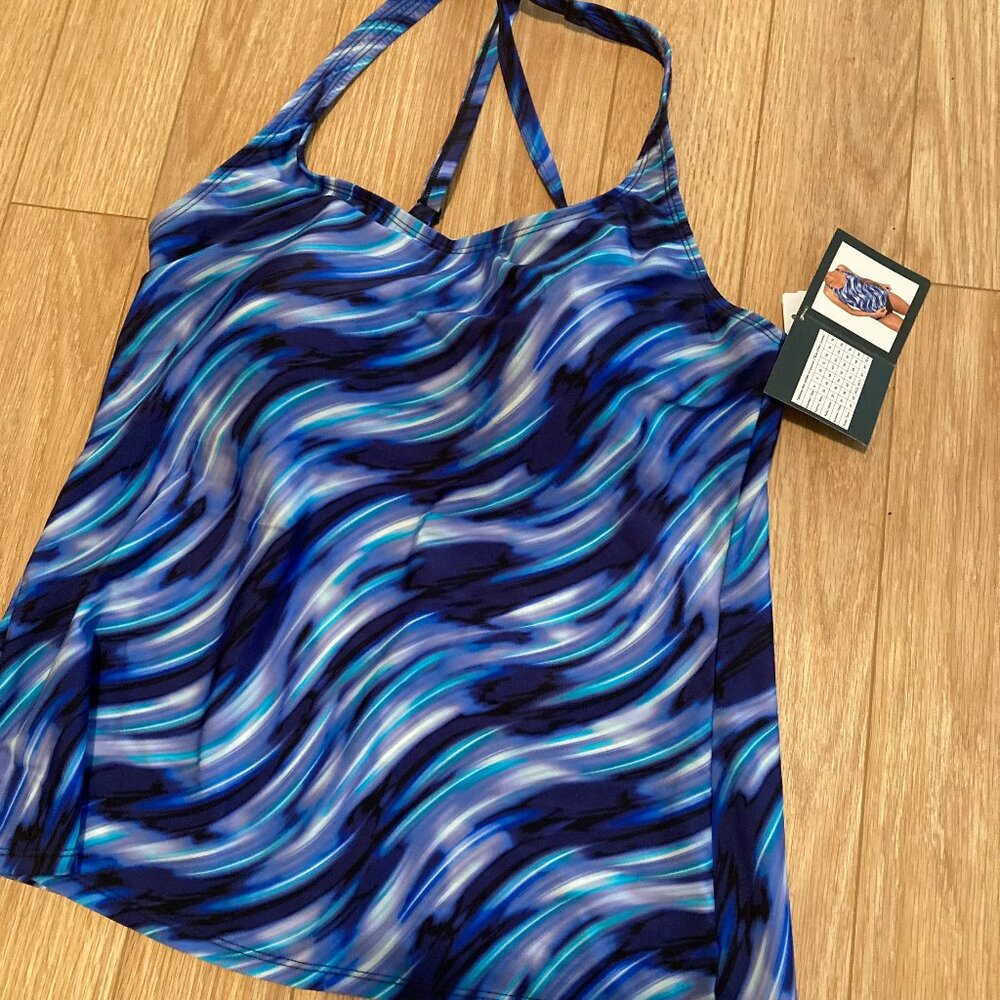 Tankini top, size 10 NWT blue